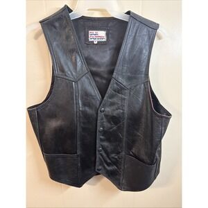 Vintage Baja California Leather Western Style Vest Black Men's XL